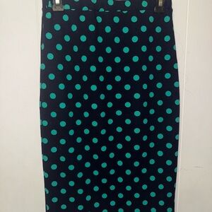 Polka Dot Pencil Skirt - navy and Green